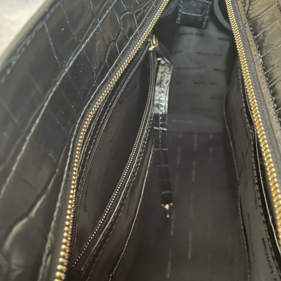 MICHAEL Michael Kors Black Croc Embossed Leather Hamilton East West Satchel - Picture 2 of 2